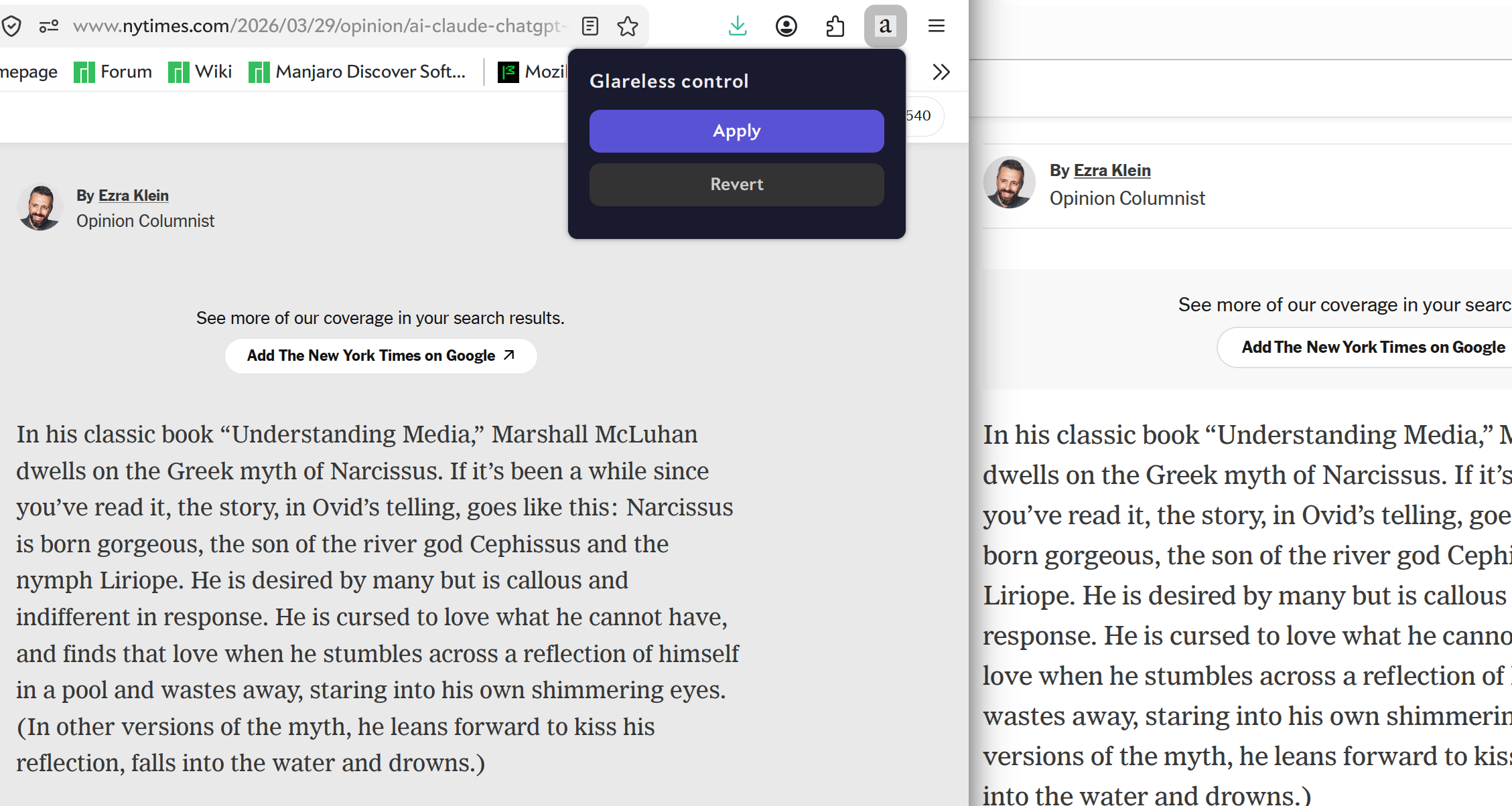 comparison with/without